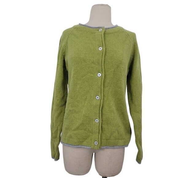 IrelandsEye Knit Wool Cashmere Button Down Cardigan Sweater Sz M Green Grannycor - Picture 1 of 9